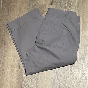 Ann Taylor LOFT Women Gray Cropped Capri Pants 100% Cotton Utility Style 00P EUC